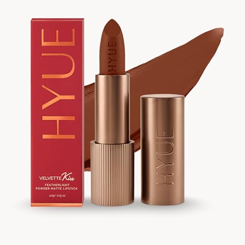 HYUE Velvette Kiss Matte Bullet Lipstick | Coco Couture | Feather Light & Powder Finish | Long-Wear Intense Color | With Jojoba, Almond & Gooseberry | Smudge-Proof, Travel-Friendly, Precision Tip