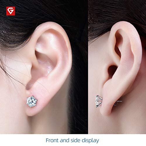 Moissanite Stud Earring,Total 2.0Ct D Color,Brilliant Round Cut Moissanite,18K Gold Plated Silver Stud Earring For Women Wife Girlfriend #TOP1
