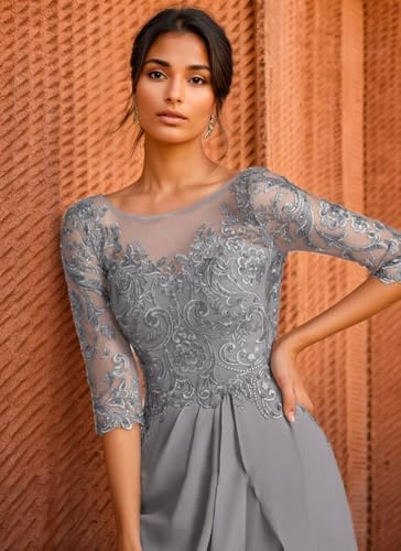 Chiffon Mother of The Bride Dress Wedding Guest Dress Long Evening Dress Lace Appliqué Prom Cocktail Dress2