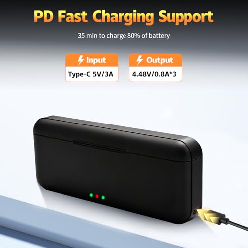 Image of Upgraded 2800mAh Osmo Action 6 /5 Pro /4 /3 Battery Charger Kit 2-Pack Battery and 3-Channel Fast Charger Hub, Compatible for DJI OSMO Action 6, Action 5 Pro, Action 4, Action 3, OSMO 360 Cameras