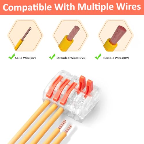 Image of Serplex Wire Connector Set, 2-Slot /3-Slot /5-Slot, 60 Pcs, AWG 24-12 | Lever Nut Splicing, Compact Format for DIY Electrical Wiring, Suitable for Repairs and Projects