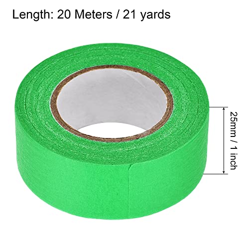 Image of uxcell 3Pcs 25mm 1 inch Wide 20m 21 Yards Masking Tape Painters Tape Rolls Dark Green