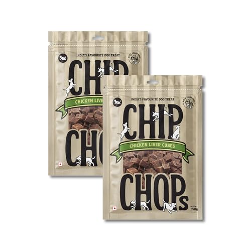 Image of Chip Chops Chicken Liver Cubes Dog Treats, Healthy and Easily Digestible Snacks, Training and Reward Treats Suitable for All Dog Breeds 250g - Pack of 2