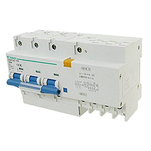 Aexit DZ47LE-100 DIN Distribution electrical Rail Mount 3P+N Earth Leakage Circuit Breaker AC 400V 100A