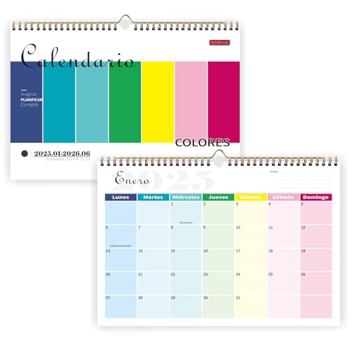 Saiwiimody Calendario 2025 Pared Español Calendario Mesa Enero 2025 y Julio 2026 Hoja por Dia Escribir Planificador Mensual Personalizado para Familiar Escolar Oficina 31 x 21 cm