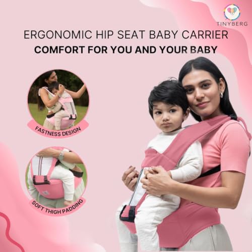 Image of Tinyberg | Baby Carrier for 0 to 3 Year Baby | Baby Carrier for Newborn | Baby Carrying Bag | 4-in-1 Hip Seat, Adjustable Straps, Soft Thigh Padding | Baby Carry Bag | Kangaroo Bag | Up to-15 Kg - Candy Pink