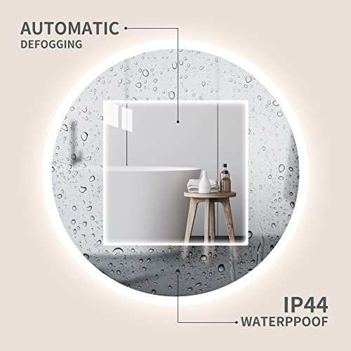 Ganpe Led Bathroom Mirror, 28 Inch Round Human Body Induction, Flameless Illuminated Dimmable Anti Fog Ip44 Waterproof Wall Mounted Blacklit Vanity Mirror With Lights #TOP3