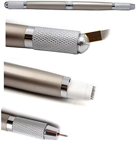 Microblading Pen,Eyebrow Tattoo Pen, Permanent Makeup Pen, Machine for Manual Eyebrow,fit Tattoo Needles (3 USE champagne)