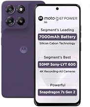 Motorola G67 Power 5G (Pantone Parachute Purple, 8GB RAM, 128GB Storage) | 6.7" FHD+ 120Hz LCD Display | Snapdragon 7s Gen2 Processor | 50MP + 8MP UW Camera | 7000mAh Battery with 30W Charger | IP64