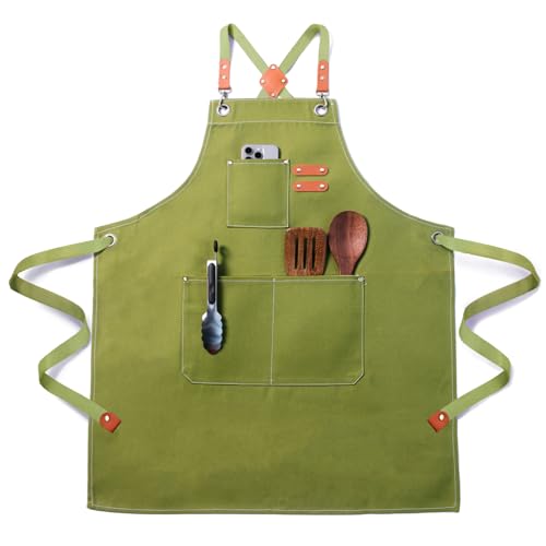 FortuWrap Tablier de Cuisine Professionnel en Toile, Imperméable et Réglable, avec Poches – Tablier de Travail pour Homme et Femme, Chef, Serveur,...