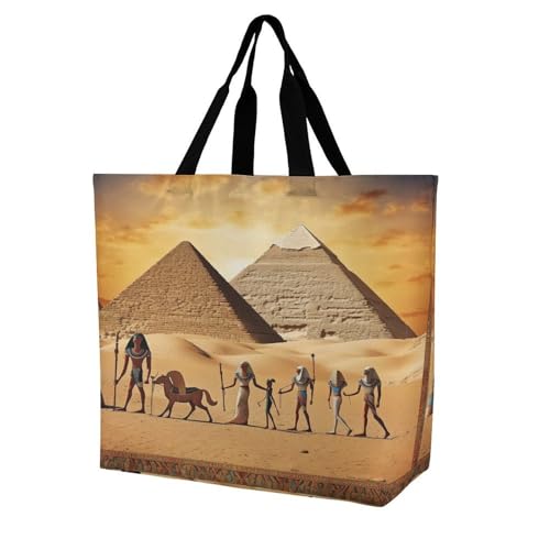 Women's Multi-Functional Shopping Bag，Ancient Egypt Printing Messenger Bag Shoulder Bag for Travel, Work, Shopping & Parties with Inner Pocket, Grocery Bag Lightweight & Water-Resistant