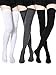 SATINIOR Calcetines Altos de Muslo Medias Extra Largas Medias de Botas Largas para Chicas Mujeres (Negro, Gris Oscuro, Blanco, 3)