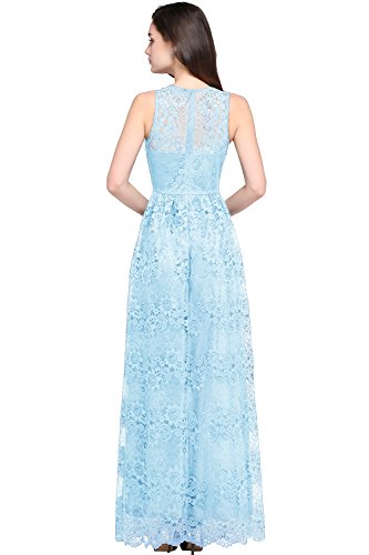Misshow Robe de Soirée Longue Mariage Robe Femme Longue Dentelle Sexy Chic Robe Femme Bal Cérémonie Bleu Ciel 42 Cover