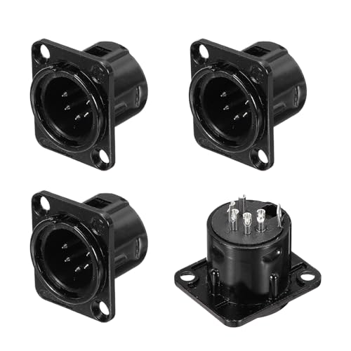 MECCANIXITY 4pcs Conector XLR Macho 5 pines negro miniatura 1