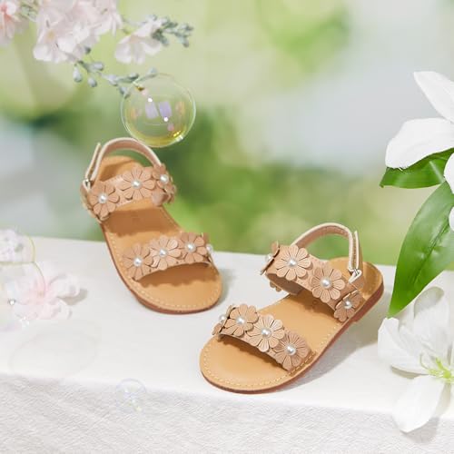 Image of Felix & Flora Toddler Girl Sandals - Flower Girl Dress Shoes Open Toe Little Kid Flats