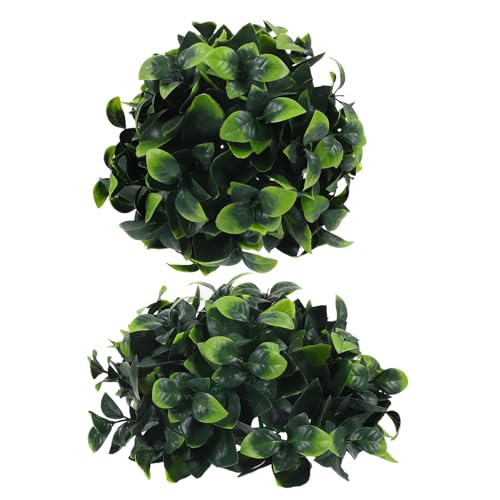 Gatuida Bolas de Topiario Artificial Colgantes para Jardín y Decoración Interior Set de 2 Unidades 25 CM y 20 CM Bolas de Césped y Plantas Artificiales Realistas Resistentes a