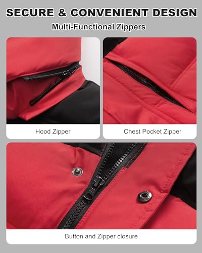 Image of Men's Puffer Jacket Winter Coat Puffy Parka with Fur Hood Waterproof & Windproof Shell Fleece lining 4 Pockets