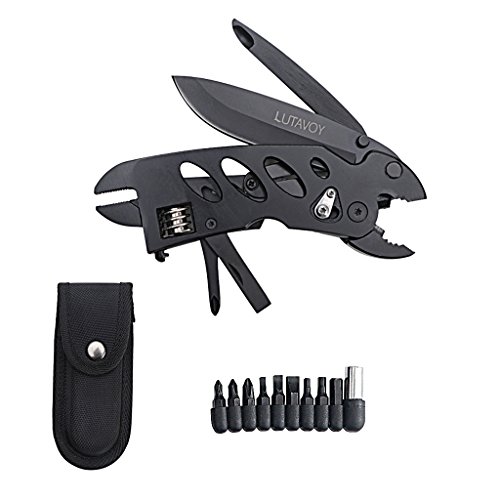 Multitool Wrench Adjustable Wrench Multi-tool Pocket Knife knife blade, Wrench, Screwdriver, Phillips Screwdriver Driver Bits Nylon Sheath LUTAVOY LY88
