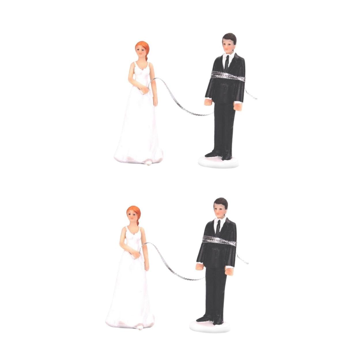 Cabilock Ensemble De 2 Décorations De Gâteau De Mariage Uniques en Résine Figurines Décoratives pour Couples Mariés Et Mariés pour Fête