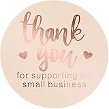 AIEX 1.5 Inch Thank You Sticker Foil Thank You for Supporting My Small Business Labels for Sealing,
