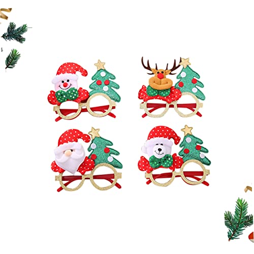 Hoement 4 peças de óculos para crianças, óculos de Papai Noel, óculos de sol infantis de Natal, saco