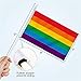 Anley Rainbow Gay Pride Mini Flag 12 Pack - Hand Held Small Miniature LGBT Flags on Stick - Fade Resistant & Vivid Colors - 5x8 Inch with Solid Pole & Spear Top
