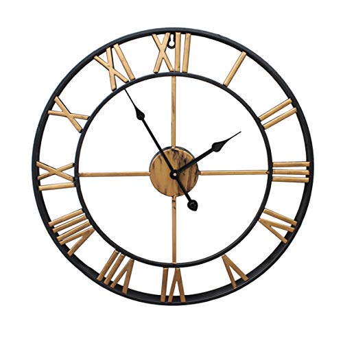 Braiton Large Decorative Wall Clock, 24" Round Oversized Centurian Roman Numeral Style Modern Home Decor Ideal for Living Room, Analog Metal Clock,Vintage Gold