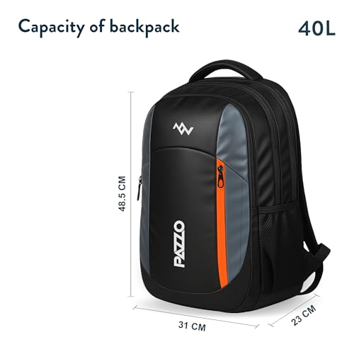 Lunar's Luxur 40L Laptop Backpack Black Black-Grey-Orange - Image 3