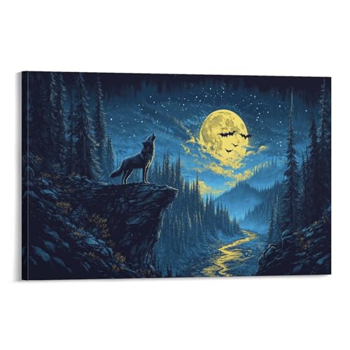 Tableau loup œuvre d'art moderne impression toile haute qualité