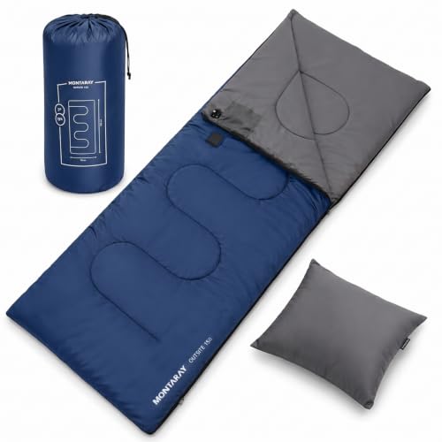 Image of Montaray by Xtrim Outsite 150 Camping Sleeping Bag with Pillow, 150 GSM