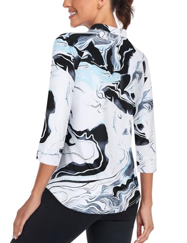 Image of Cucuchy Style Womens Golf Shirt 3 /4 Sleeve Quarter Zip Workout Tennis Tops Quick Dry UPF 50+ Shirts