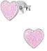 Hypoallergenic Sterling Silver Light Pink Heart Stud Earrings for Kids (Nickel Free)