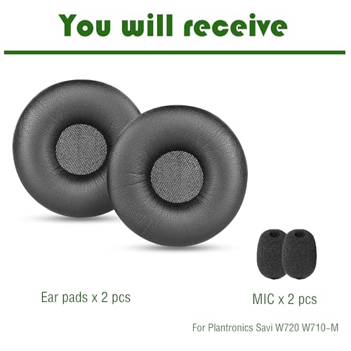 Almohadillas de repuesto para auriculares Savi W720 compatibles con auriculares Plantronics Savi W720 W710-M Mono, con cubierta de cuero proteico miniatura 5