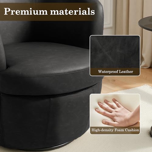 Sillón Barrel Giratorio Negro Cuero Sintético miniatura 6
