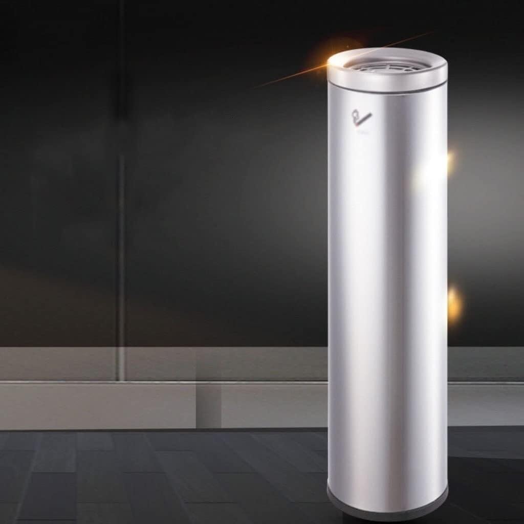 Stainless Steel Ashtray Trash Can with Removable Lid, Vertical Soot Column for Indoor & Outdoor Use