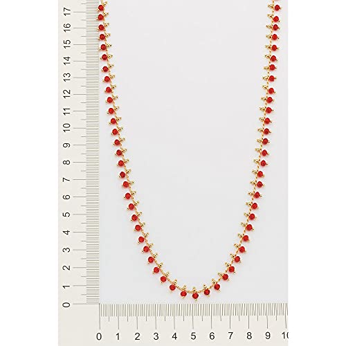 Gargantilha com miçangas Vermelho folheada a ouro Rommanel - tam.42 cm
