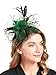 Fascinators Headband Tea Party Hats for Women Royal Wedding Hat Feather Mesh Hair Clip (1-Black and Green)