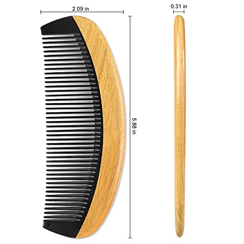 Onedor 100% Handmade Natural Green Sandalwood With Buffalo Horn Hair Combs - Image 2