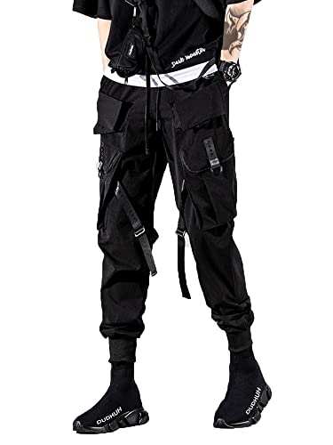 DUDHUH Cargo Pants for Men Techwear Hip Hop Harem Pants Streetwear Fashion Men’s Tactical Track Jogger Pants