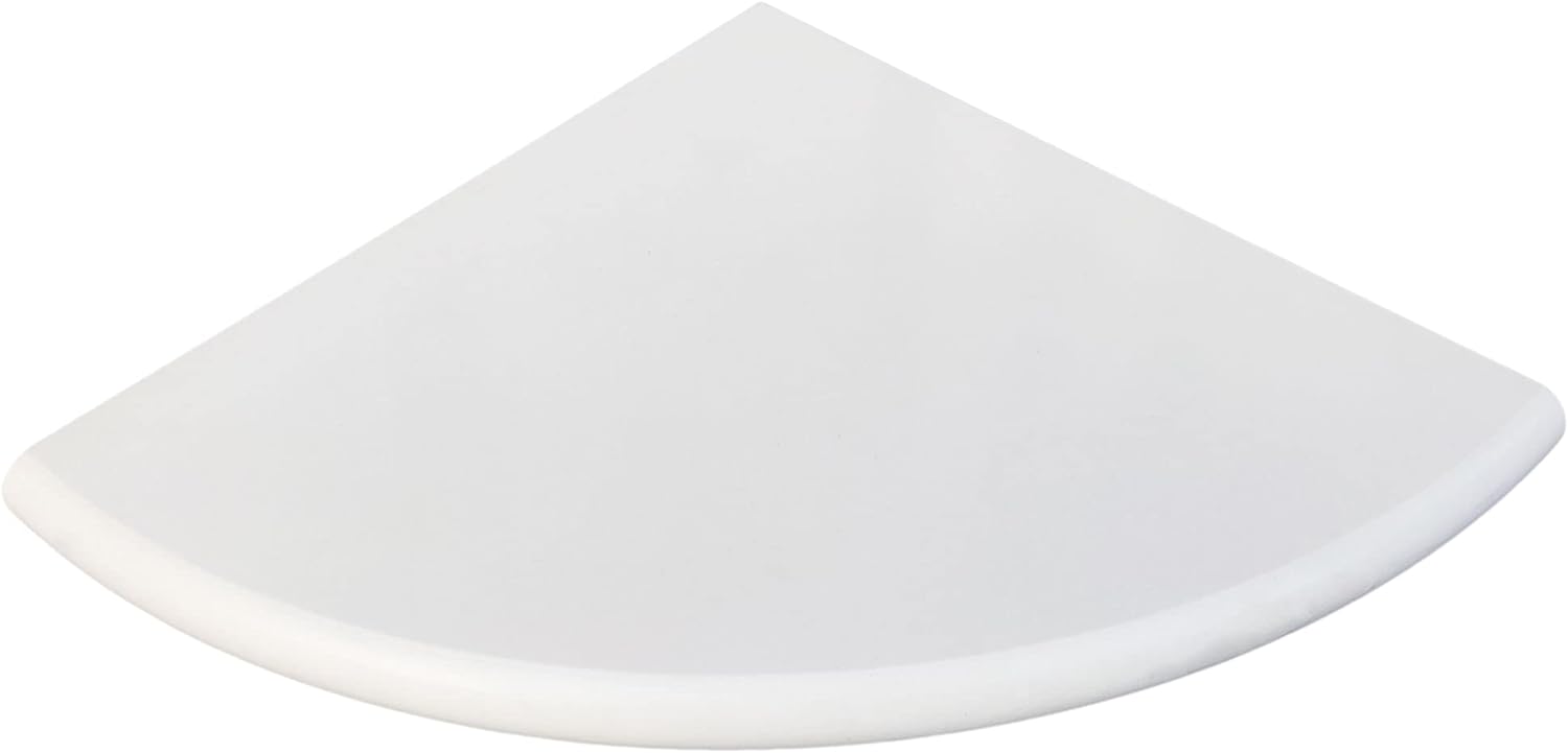 White Marble Corner Shower Shelf for Bathroom, 9'' x 9'' x 0.8'' Faux Marble Corner Shelves for Bathroom Wall Mounted Both Side Polished (1, White) 1 White