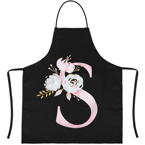 LECTNORE Delantal, Delantal Negro para Mujer, Delantal Personalizado para cocinar, Delantal Impermeable, Delantal de Cocina, Delantal de Chef para Mujer y Hombre (1 Pieza, S)