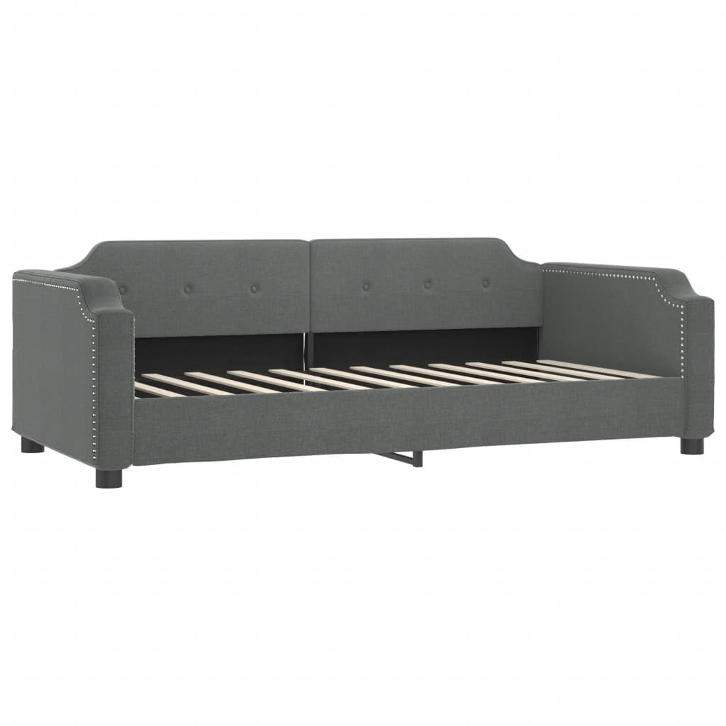 Tagesbett Ausziehbar mit Schubladen Dunkelgrau 100x200 cm Stoff, Polsterbett mit Lattenrost, Stauraum und Komfort, stabiles Bettgestell für Gästezimmer, platzsparende Schlaflösung