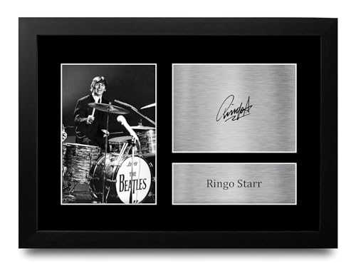 HWC Trading FR A4 Ringo Starr The Beatles Cadeaux Imprimé Signé Autographe Photo pour les fans de musique – A4 Encadré - Les Beatles, Paul McCartney, John Lennon, RIngo Starr, George Harrison HWC Trading FR A4 Ringo Starr The Beatles Cadeaux Imprimé Signé Autographe Photo pour les fans de musique - A4 Encadré