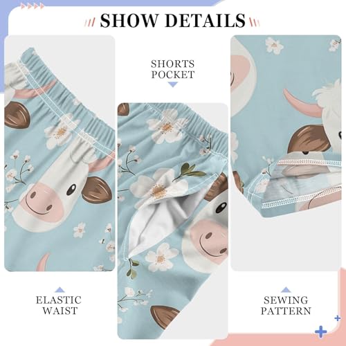 Vdsrup Cute Cow Face Pajama Pants Cartoon Pajama Bottoms Soft Sleep Pjs Lounge Pants S4