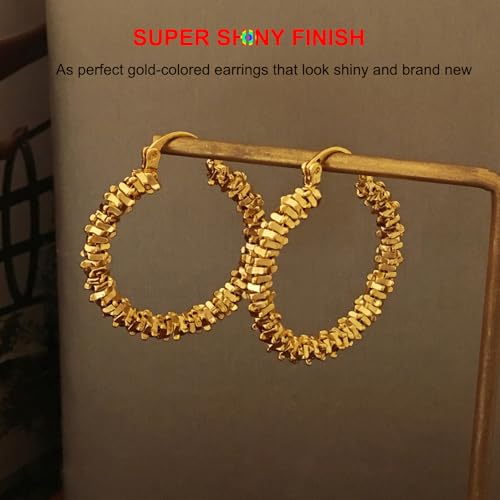 18K Gold Hoop Earrings for Women Gold Earrings for Women Gold Earrings Hoops Irregular Nugget Gifts for Women 30mm3