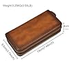 LUUFAN Mens Genuine Leather Purse Double Zipper Long Wallet Large Capacity Clutch Bag Handbag Pouch Business Hand Clutch Cash Cards Phone Holder, Brown, CQB-1008SH-CHA, Long, Double-zipper #1