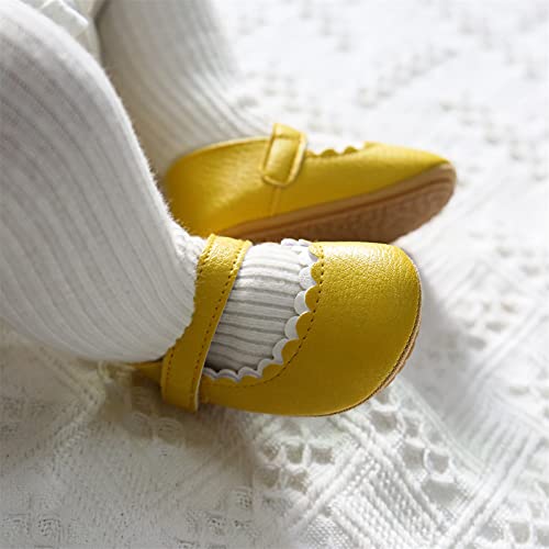 Baby Girls Mary Jane Flats Non-Slip Soft Rubber Sole Floral Princess Dress Crib Shoes For Toddler First Walkers 6-12 Months Infant #TOP2