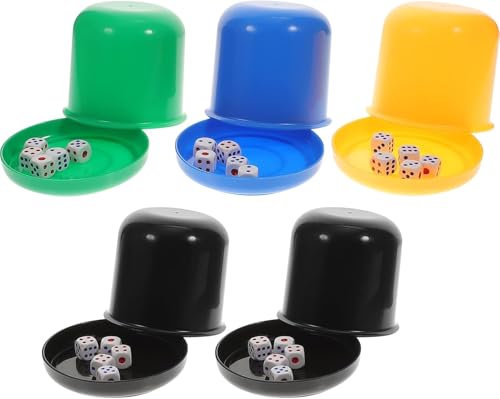 CLISPEED Lot de 5 gobelets professionnels à fond aléatoire pour jeux de couleur - Dicerandm - Secouement aléatoire - Pour fête amusante et pratique - Avec...