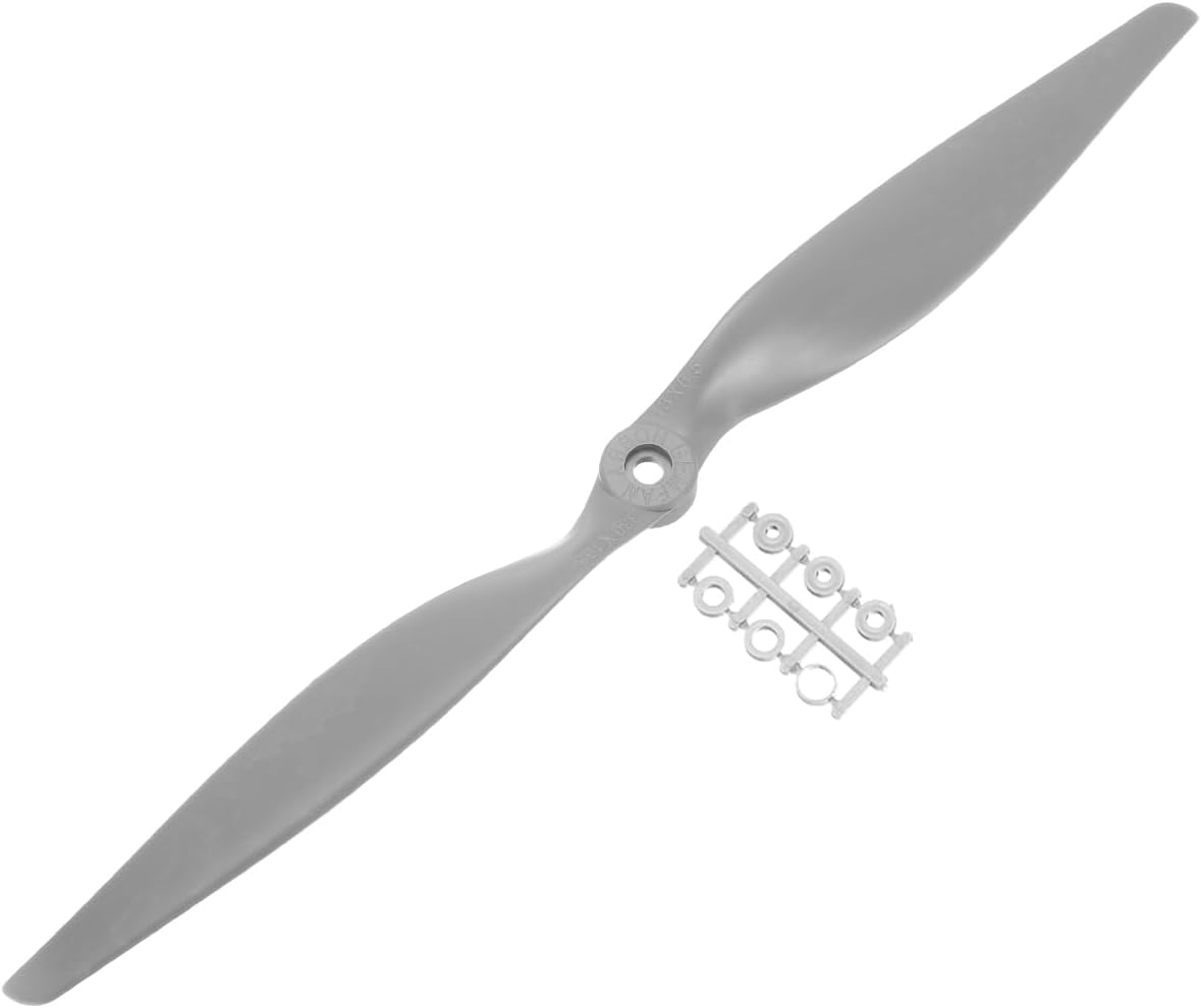MECCANIXITY 13x6.5 Inch Propeller RC Propellers 2-Vane Blades Props Gray with Adapter Rings for RC Airplane Aircraft Prop Replacement