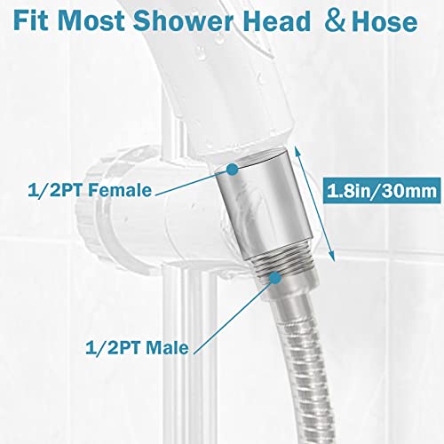 2Pack Shower Head Extension Arm[30Mm/1.2 Inch]Shower Head Extender Stainless Steel Handheld Shower Pipe Extension 1/2Pt Male To 1/2Pt Female Thread Length Cast Pipe Fitting Coupler Shower Head Adapter #TOP2
